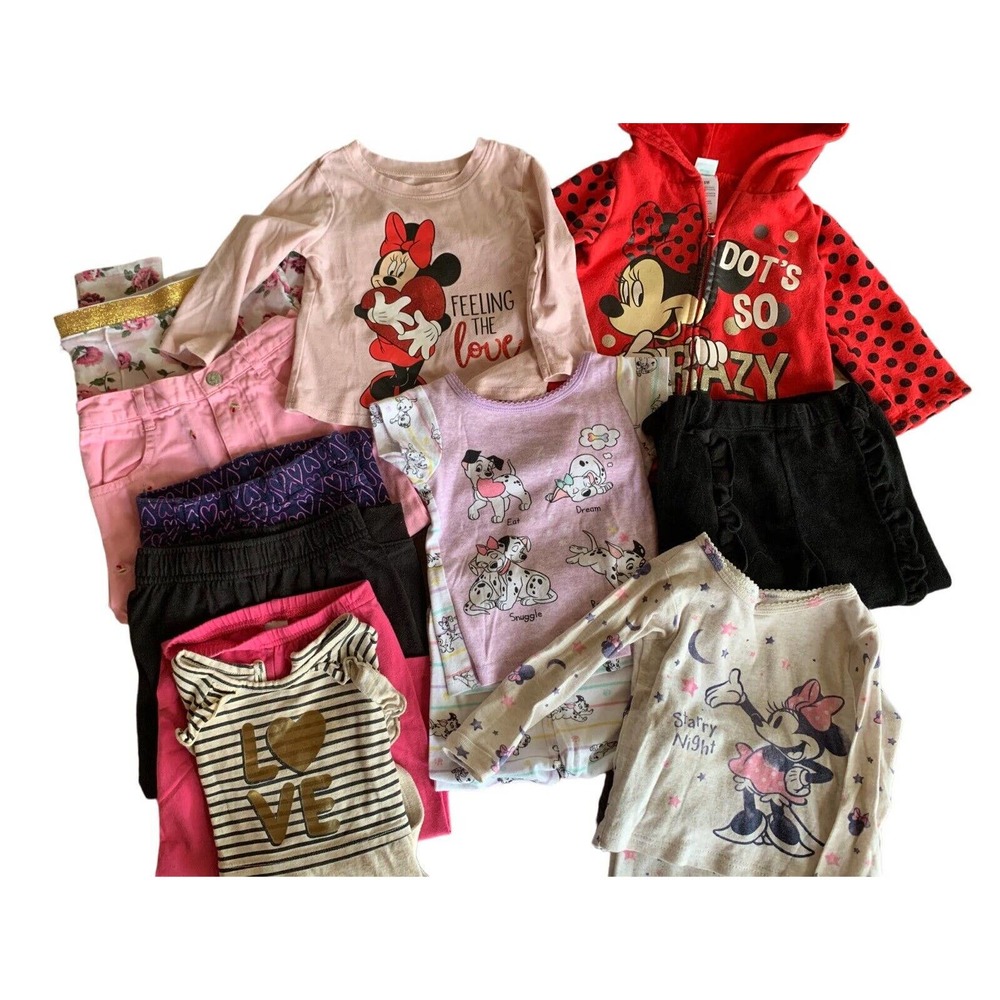 Toddler Girl Clothing Lot Size 18 Months- Minnie Mouse,Pants,Tops, 2 Sets Of Pjs